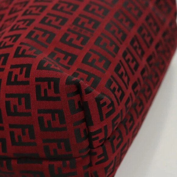 FENDI Zucchino Canvas Hand Bag Red Silver - Picture 12 of 15